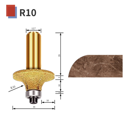 Diamond vacuum brazed tool R5/R8/R10/R15/R18 engraving stone marble granite