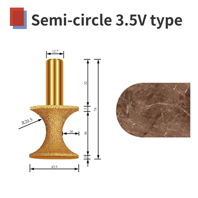 Semi-circle 3V type diamond vacuum brazed tool engraving stone marble granite
