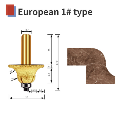 Chamfer router bit diamond European 5 types marble stone granite CNC engraving tool
