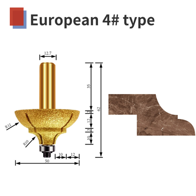 Chamfer router bit diamond European 5 types marble stone granite CNC engraving tool