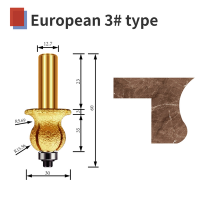 Chamfer router bit diamond European 5 types marble stone granite CNC engraving tool