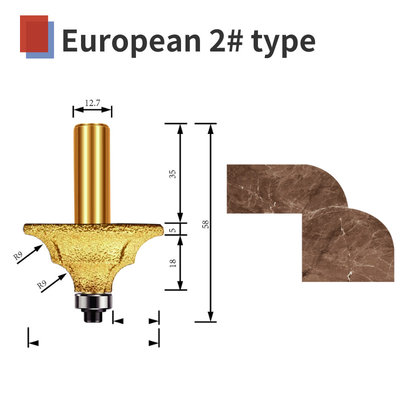 Chamfer router bit diamond European 5 types marble stone granite CNC engraving tool