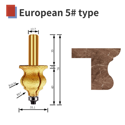 Chamfer router bit diamond European 5 types marble stone granite CNC engraving tool